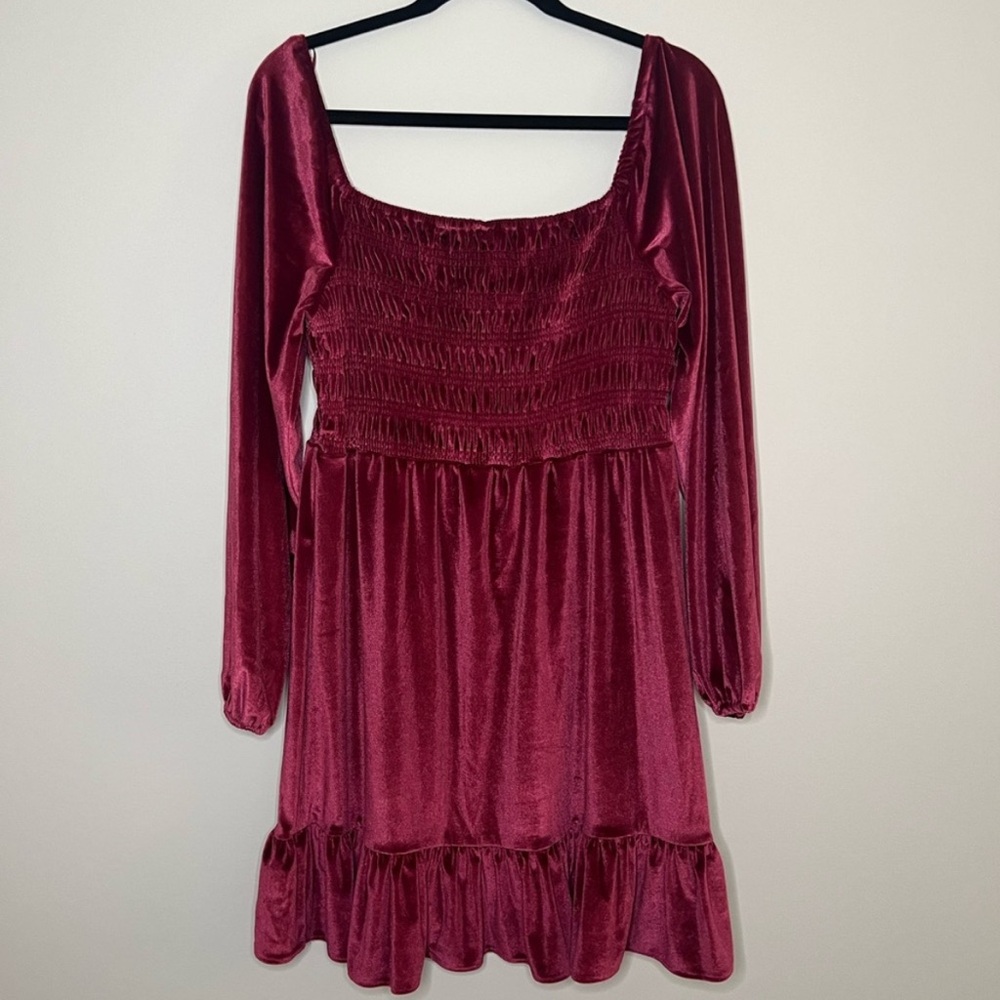 NWT LC Lauren Conrad - Long Sleeve Smocked Mini Dress - Size Medium - Picture 3 of 9